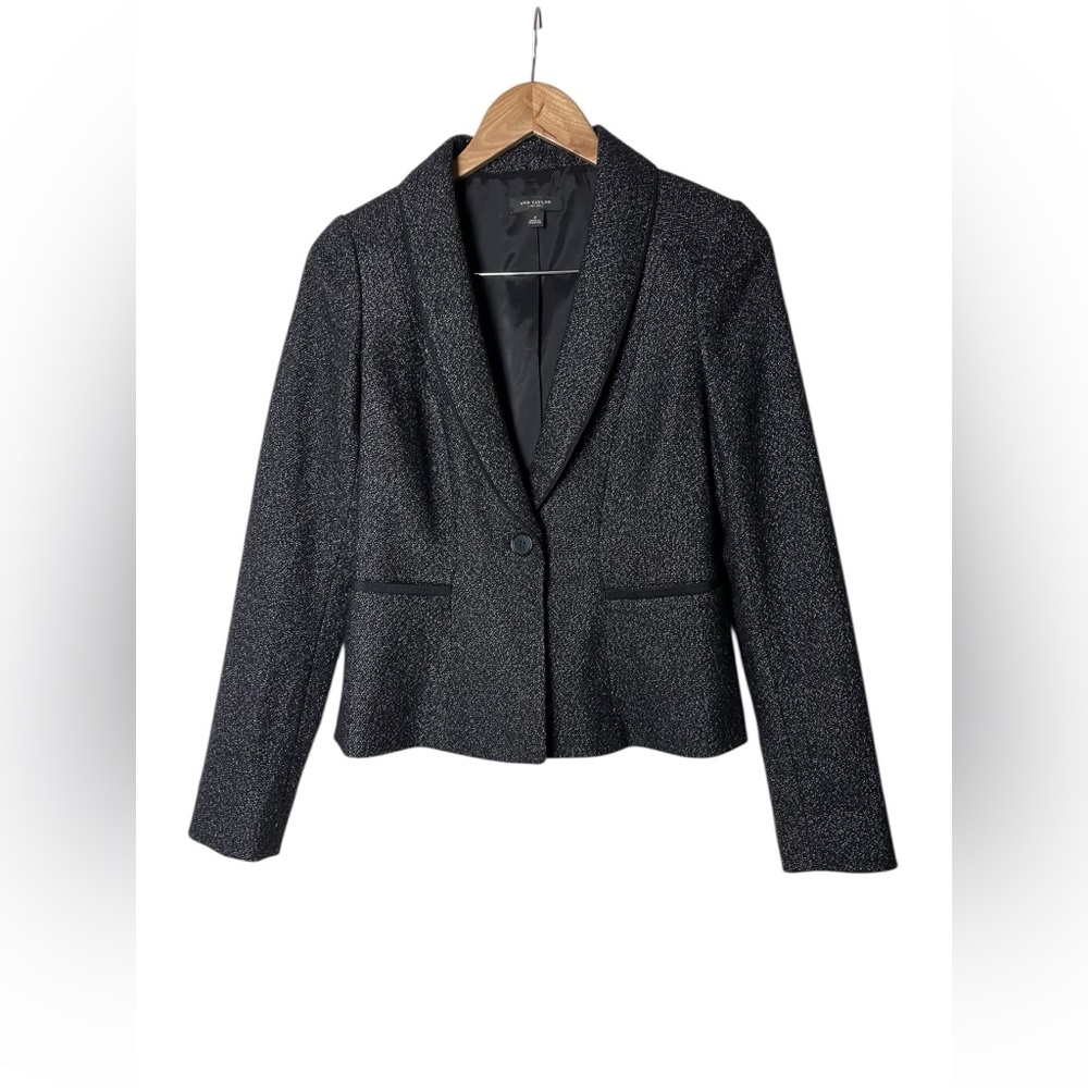 Y2K Ann Taylor Black Multi Wool Blend Twee Academia Blazer 2